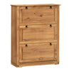 Corona Shoe Chest 3 Shelf Cupboard Antique Wax Solid Pine