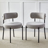 Set of 4 Boucle Dining Chairs with Oversized Seat Round Kitchen Chairs Grey