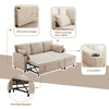L-SHAPED CORNER SOFA, 3 SEATER PULL OUT SOFA SETTEE SOFA BED WITH STORAGE, BEIGE