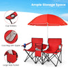 Folding Loveseat Camping Chair Portable Picnic Double Chair w/umbrella