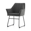 2PC Grey Dining Chair Velvet Padded Seat Dining Room Kitchen Chair Modern