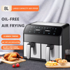 8L Large Dual Baskets Air Fryer Digital 2000W Heathy Cooker Kitchen Oven Low Fat