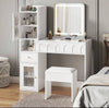 Dressing Table With Mirror And Stool, Vanity Makeup Desk With Adjustable LED Lig