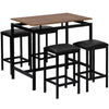 High Table & Chair Set Bar Kitchen Dining Breakfast Furniture Padded Stools 5PCS