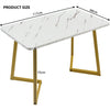 Dining Table and Chairs Set 4 Marble Effects Kitchen Table Chairs w/ Metal Legs