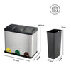 Recycling Bin, 3 x 20 L Triple Kitchen Bin