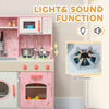 AIYAPLAY Play Kitchen Kids Kitchen Set with Lights and Sounds, Pink