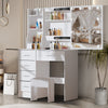 10LED Dressing Table With 6 Drawer Makeup Table With Mirror Stool Desk Bedroom