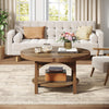 Round Coffee Table, 2-Tier Rustic Wooden Center Cocktail Table for Living Room