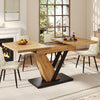 Extendable Dining Table Kitchen Table with MDF Top, Metal Legs 120-160x75x75.5cm