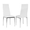 Set of 2/4 White Dining Chairs Chrome Legs High Back Faux PU Leather Padded Seat