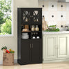 Bathroom Freestanding Pantry Cabinet w/ Adjustable Shelves-Black
