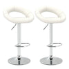 Swivel Bar Stool Set of 2 PU Leather Pub Stools w/ Hollow Back & Footrest White