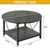 Round Coffee Table with Storage Shelf Wood for Living Room Sofa Side End Tables