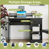 Modern Study Writing Desk w/ Pull-Out Keyboard Tray-Black