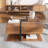 Square Coffee Table with 4 Hidden Drawers Wooden Living Room Furniture