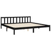 BULANED Bed Frame with Headboard Black 200x200 Solid Wood, Bedroom P7Q4