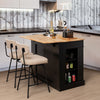 Kitchen Island Storage Cupboard W/Drop Leaf Countertop Side Racks 2-Door Cabinet