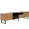 Modern TV Stand with 2 Doors & 2 Drawers - Black & Wood Media Unit, 190x38x48cm
