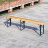 2X Folding Long Bench Bistro Beer Dining Table Chairs Patio Outdoor Wooden Bench
