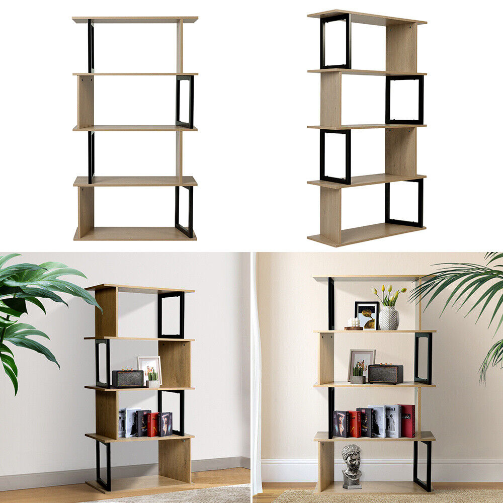 4 Tier Bookshelf Industrial Storage Rack Home Office Display Rack Free ...