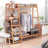 Heavy Duty Wooden Clothes Rail Rack Garment Hanging Stand Corner Open Wardrobe