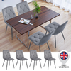4PCS Dining Chairs Set Velvet Faux Suede Leather Padded Seat Metal Leg Grey UK