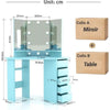 Corner Dressing Table with LED Lights Vanity Makeup Desk with Mirror & 5 Drawers