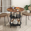 80cm Round Dining Table with Storage Metal Frame 3-Tier Kitchen Table Brown