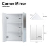 Corner Bathroom Mirror Cabinet Cupboard Double Door Wall Mounted Shelves Storage