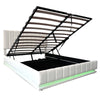 Ottoman Storage Gas Lift Up Bed Upholstered Bed Frame with LED Cream 5ft King
