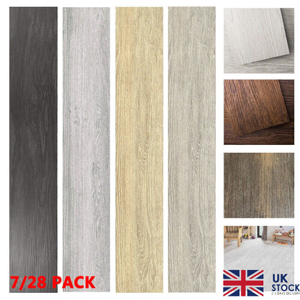7/28PCS Floor Planks Tiles Grey Oak Self Adhesive Wood Effect Vinyl Flooring UK