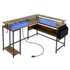 L-Shaped Gaming Desk Home Office Computer Desk w/ Monitor Stand Brown