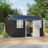 Steel Garden Storage Shed w/Windows Lockable Door Outdoor Tool Equipment Shelter