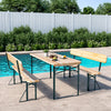Folding Garden Furniture Dining Table Set Wooden Camping BBQ Chair Stools Picnic