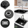 Ultra deep Quartz Stone Single Bowl Inset Kitchen Sink with Strainer Basin Black