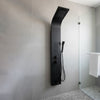Manual Thermostatic Shower Panel Tower 48 Body Jets Waterfall Bath Spout Black