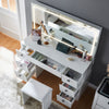 MDF Dressing Table LED Light Mirror 7 Drawers Stool Makeup Desk Bedroom Modern