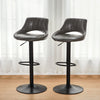 2pcs Barstools Set Faux Leather Padded Seat Metal Legs Bar Stool Brown Grey