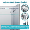 Large Bathroom Mirror Cabinet 1000x600 with LED Demister Shaver Socket 3 Colors