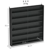 Black 7-Tier Wall-Mounted Display Cabinet, 6 Adjustable Shelves, Glass Doors