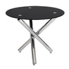 Chrome Cross X Legs Round Black Top Glass Dining Table Office Kitchen Furniture