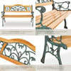 WOODEN GARDEN BENCH SEAT WITH CAST IRON LEGS WOOD FURNITURE OUTDOOR 124x60x83cm