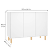 Sideboard Storage Cabinet 3 Door Kitchen Wooden Cupboard Adjustable Shelf White