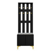 Shoe Storage Cabinets with Drawers, Shoe Bench and Coat Rack Wardrobe Set Black