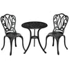 3 Piece Patio Bistro Set Outdoor Table Set with Umbrella Hole Black
