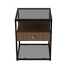 Tempered Glass Bedside End Table Nightstand Cabinet With Drawer Shelf Bedroom