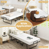 Folding Bed Frame with Mattress-White