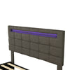 Double Bed Upholstered Storage Bed Frame With LED Light, 4 Drawers and Headboard