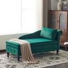 Upholstered Chaise Longue Indoor Lounge Sofa with Right Armrest & Storage Green